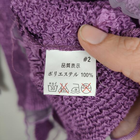Ichioku Crinkle Cardigan Womens Medium 2 Purple Floral Japanese Designer Y2K - Picture 6 of 9